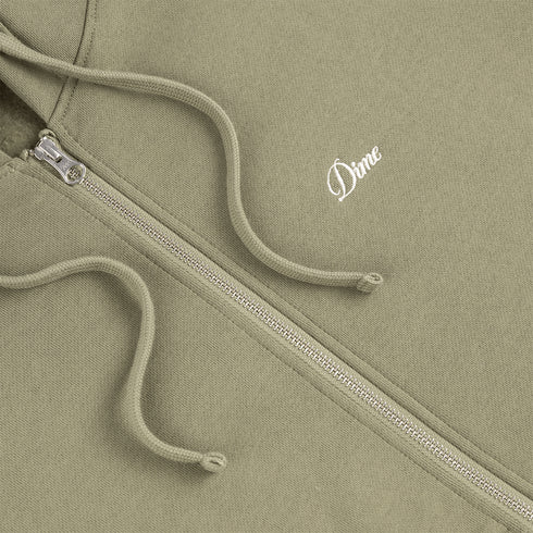 Dime Cursive Zip Hoodie Sweat A Capuche Zip - Army Green - Streetart.fr